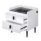 Nightstand with Wireless Charging Station,USB Charging and Adjustable LED Lights, Modern End Table with 2 Drawers for Bedroom,White