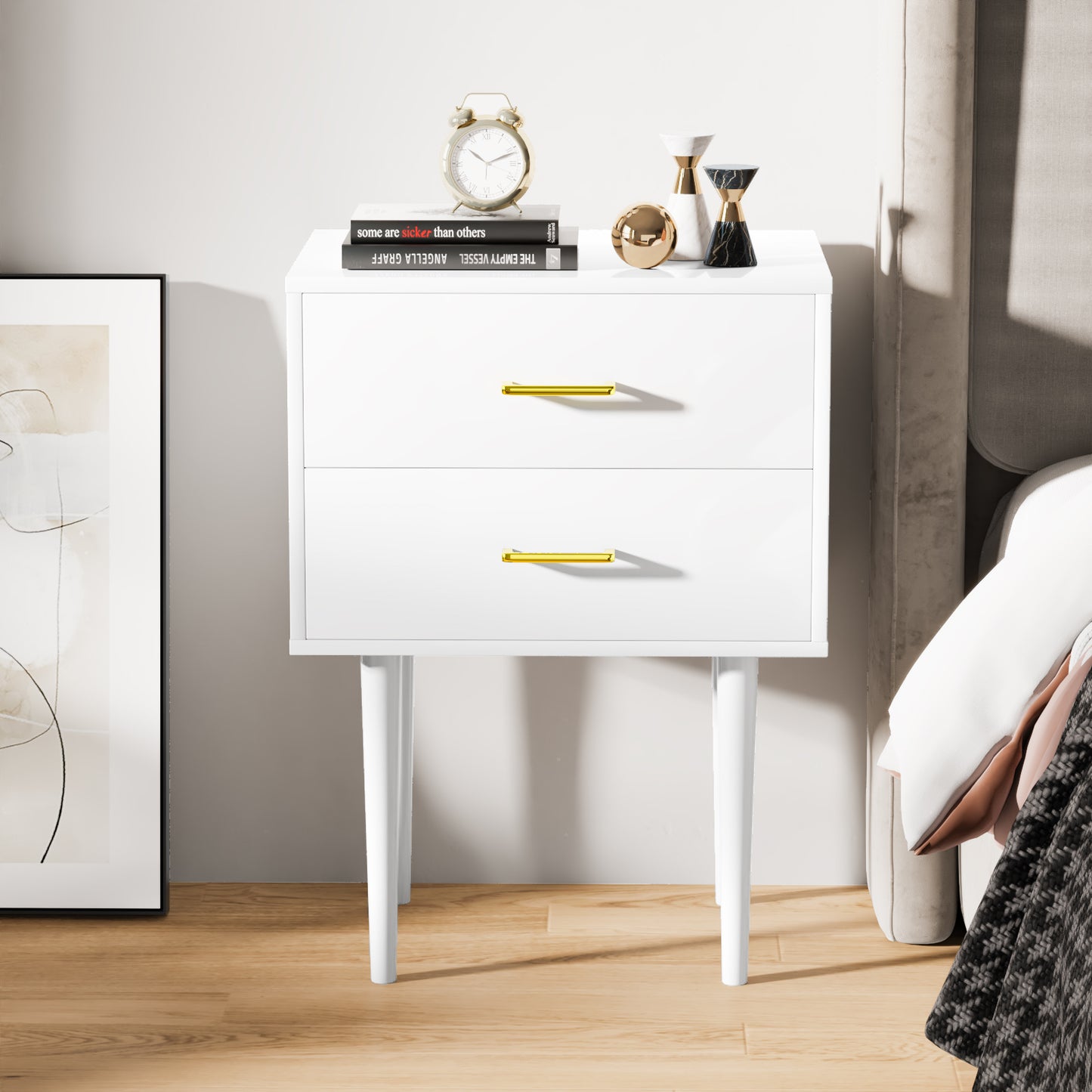 Semiocthome Modern 2 Drawers Nightstand,Bedside Table for Bedroom,Adult