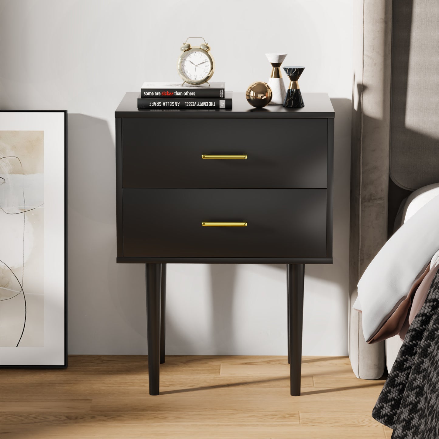 Semiocthome Modern 2 Drawers Nightstand,Bedside Table for Bedroom,Adult