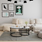 Modern Round Nesting Coffee Table Set 2pc Solid Metal Frame