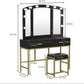 Smuxee Modern Dressing Table Set with 10 LED Lights and Mirror ,Black