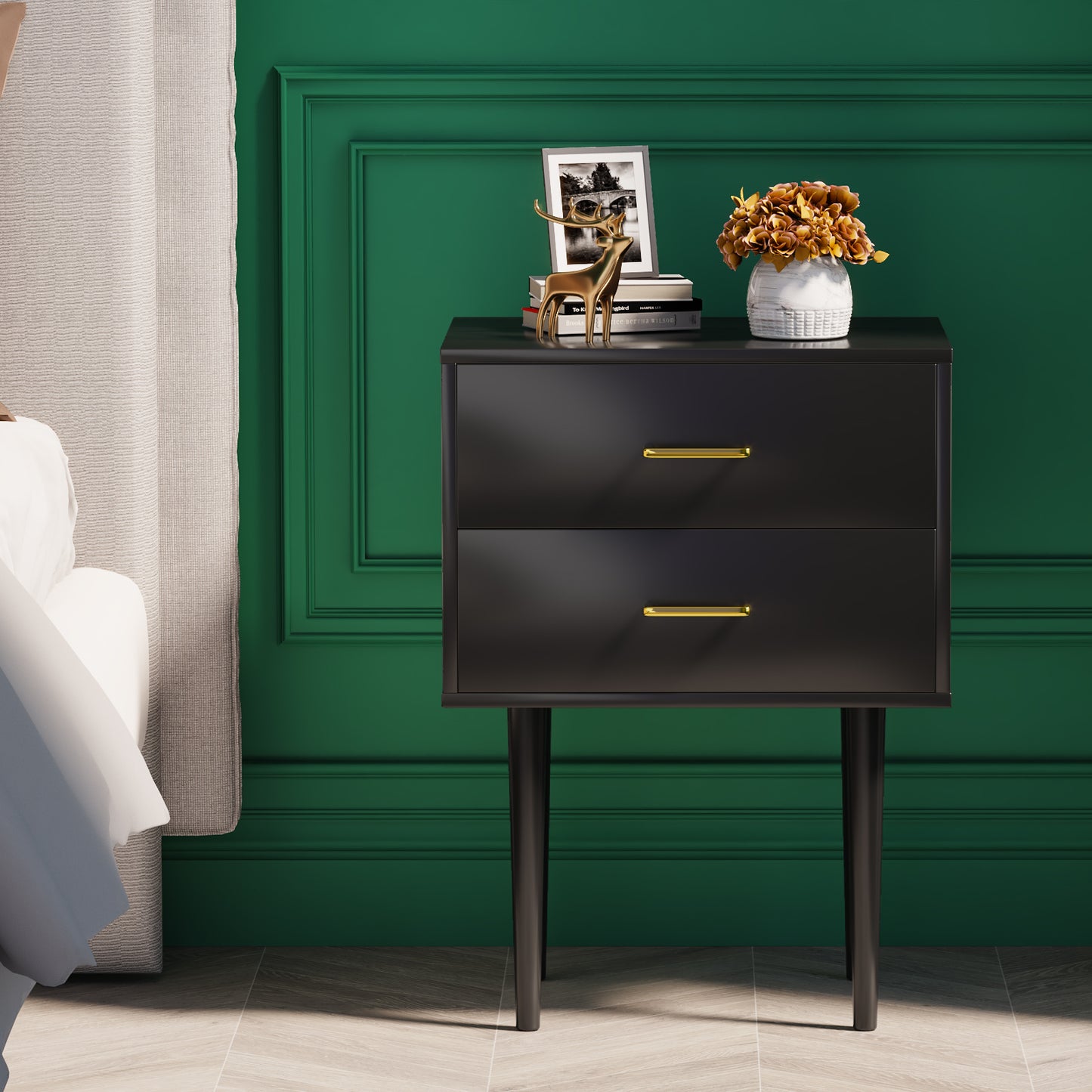 Semiocthome Modern 2 Drawers Nightstand,Bedside Table for Bedroom,Adult