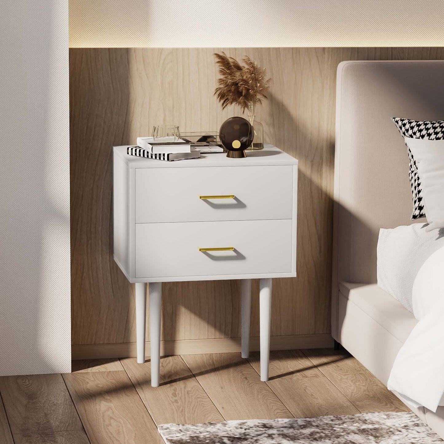 Semiocthome Modern 2 Drawers Nightstand,Bedside Table for Bedroom,Adult