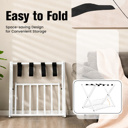 Smuxee Folding Suitcase Stand with Storage Shelf
