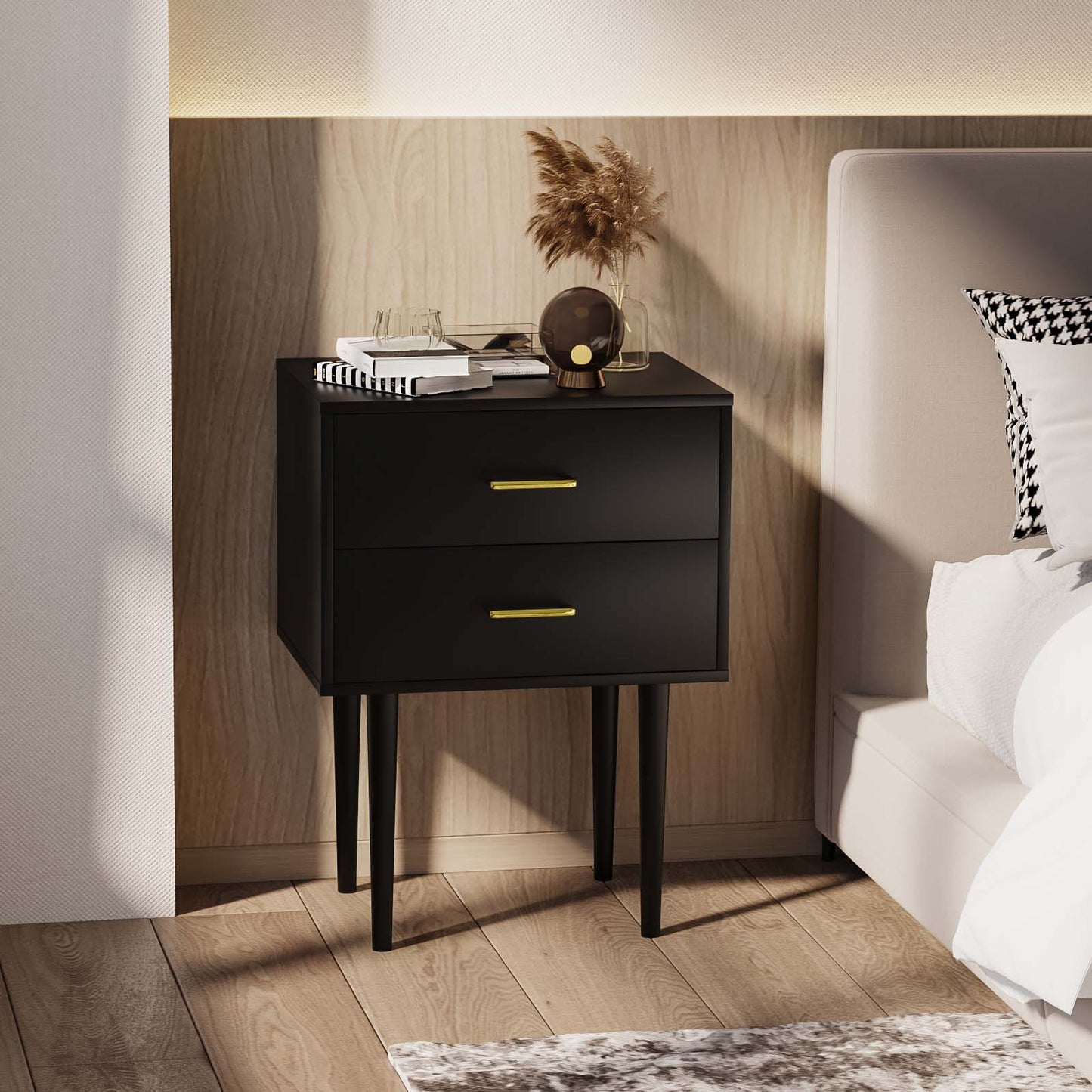 Semiocthome Modern 2 Drawers Nightstand,Bedside Table for Bedroom,Adult