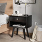 Algherohein Classic 1 Drawer Black Finish Nightstands for Bedroom