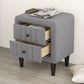Upholstered Wooden Nightstand with 2 Drawers,Fully Assembled Except Legs and Handles,Velvet Bedside Table-Gray
