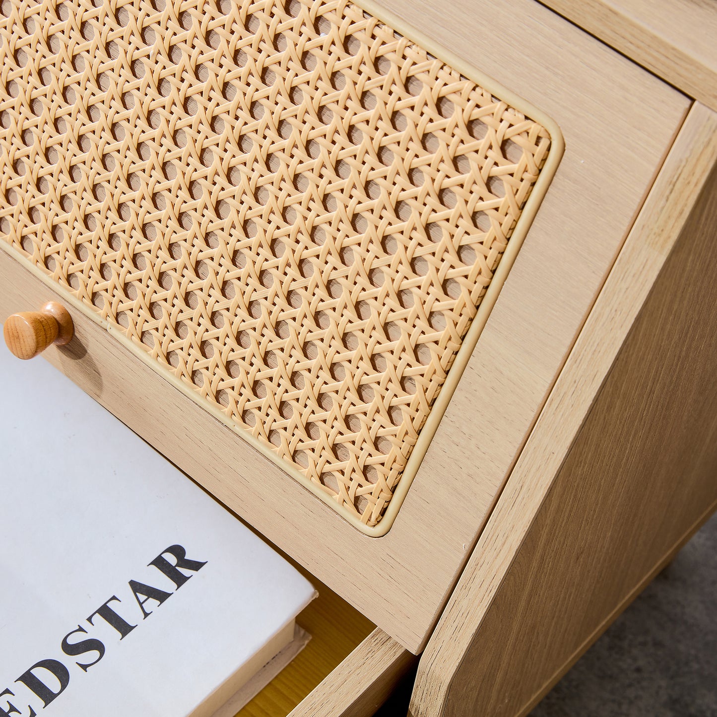 Modern simple storage cabinet bedside cabinet rattan bedside cabinet Small household furniture bedside table