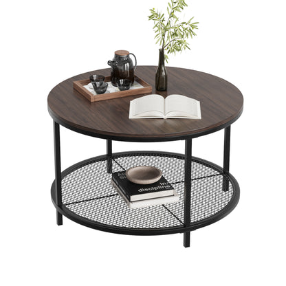 Smart FENDEE Modern Wood Round Coffee Table with Storage Shelf,31.5"