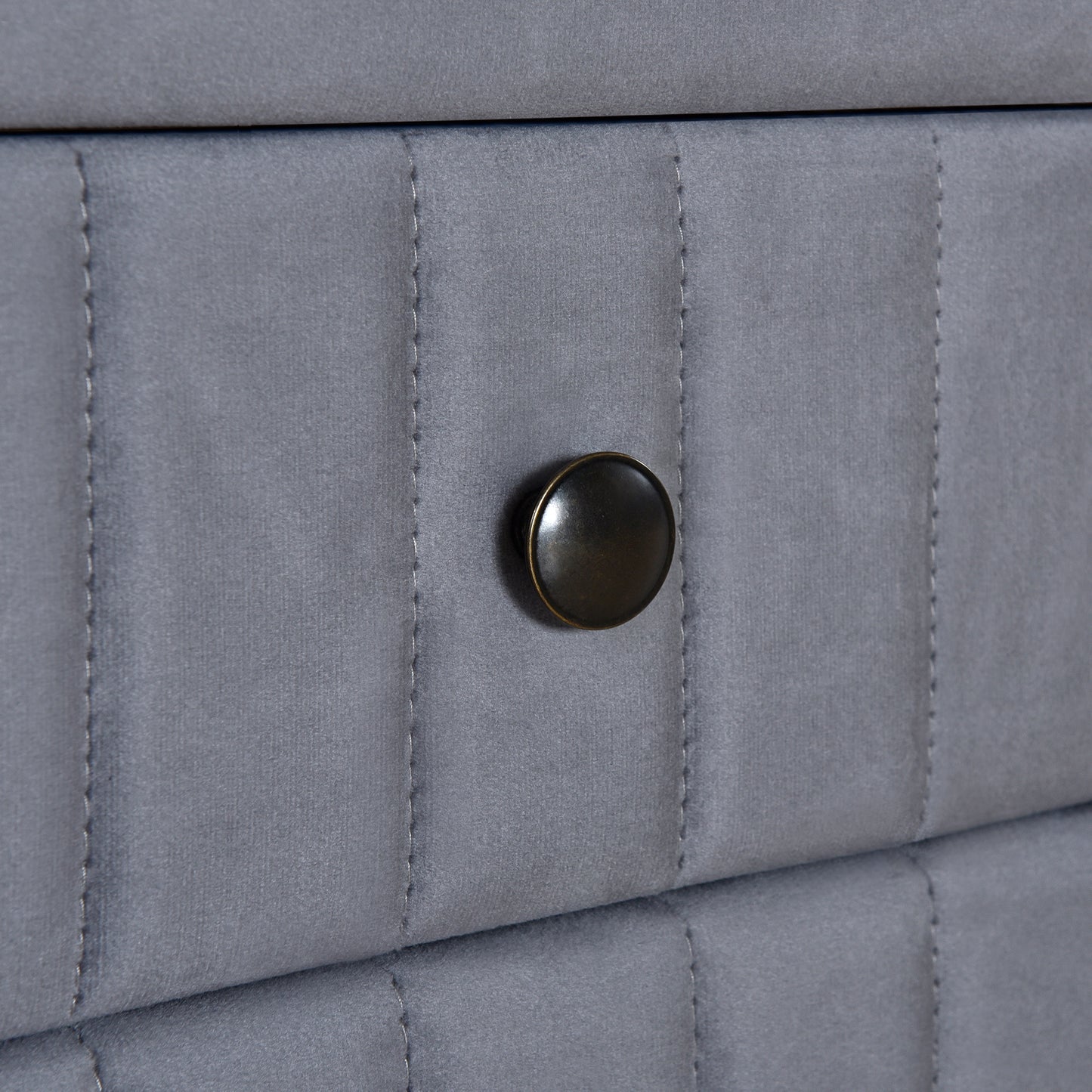 Upholstered Wooden Nightstand with 2 Drawers,Fully Assembled Except Legs and Handles,Velvet Bedside Table-Gray