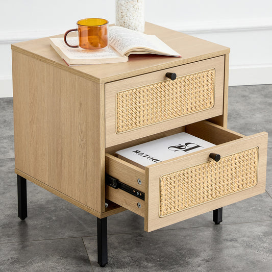 Modern simple storage cabinet MDF Board bedside cabinet rattan bedside cabinet Small household furniture bedside table