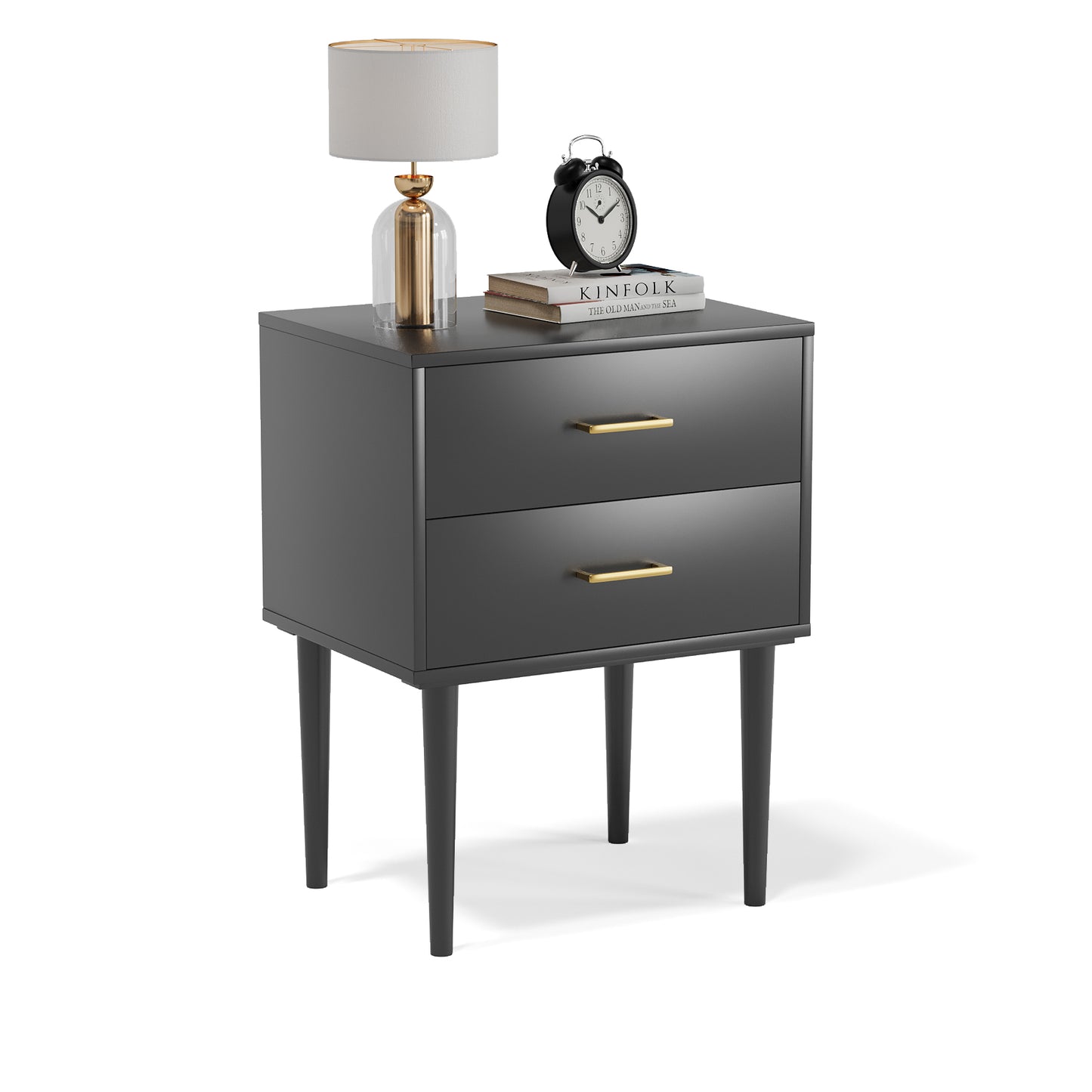 Algherohein Classic Morden Nightstand with 2 Drawers for Bedroom