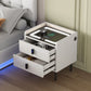 Nightstand with Wireless Charging Station,USB Charging and Adjustable LED Lights, Modern End Table with 2 Drawers for Bedroom,White