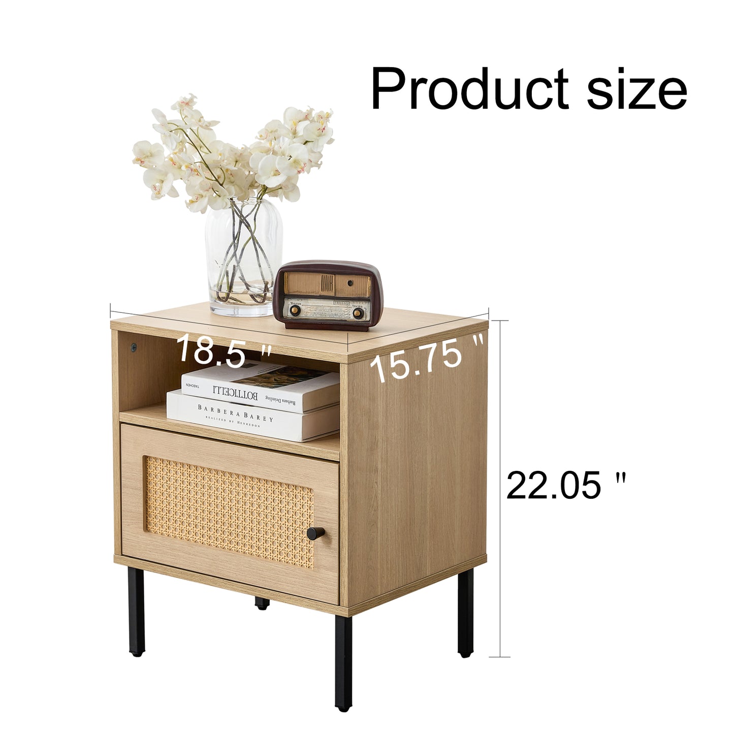 Modern simple storage cabinet MDF Board bedside cabinet rattan bedside cabinet Small household furniture bedside table