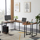 U-shaped Computer Desk, Industrial Corner Writing Desk with CPU Stand, Gaming Table Workstation Desk for Home Office