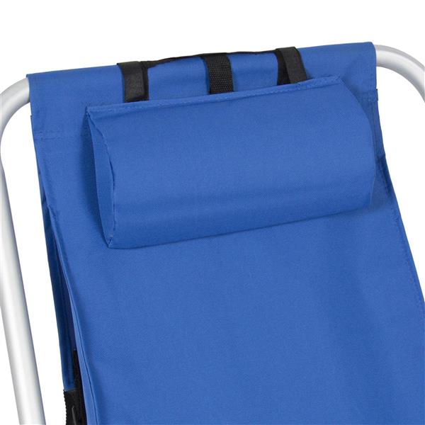 Semiochtome Portable High Strength Beach Chair with Adjustable Headrest Blue