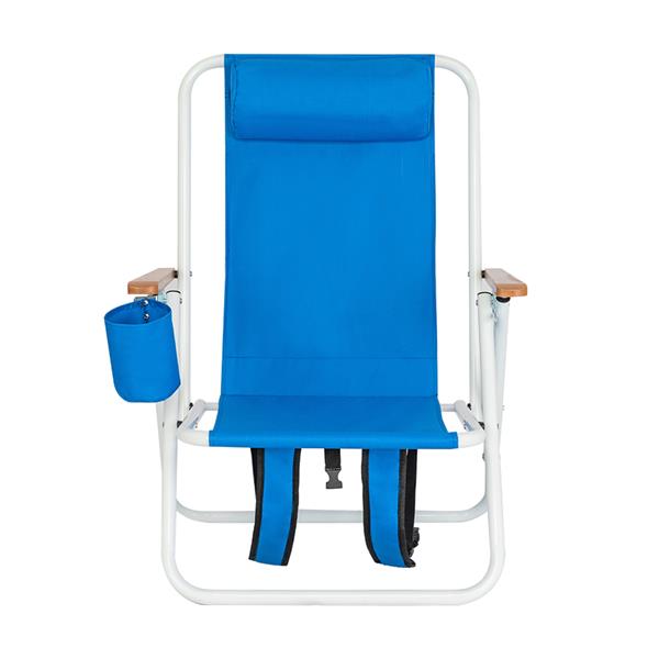 Semiochtome Portable High Strength Beach Chair with Adjustable Headrest Blue