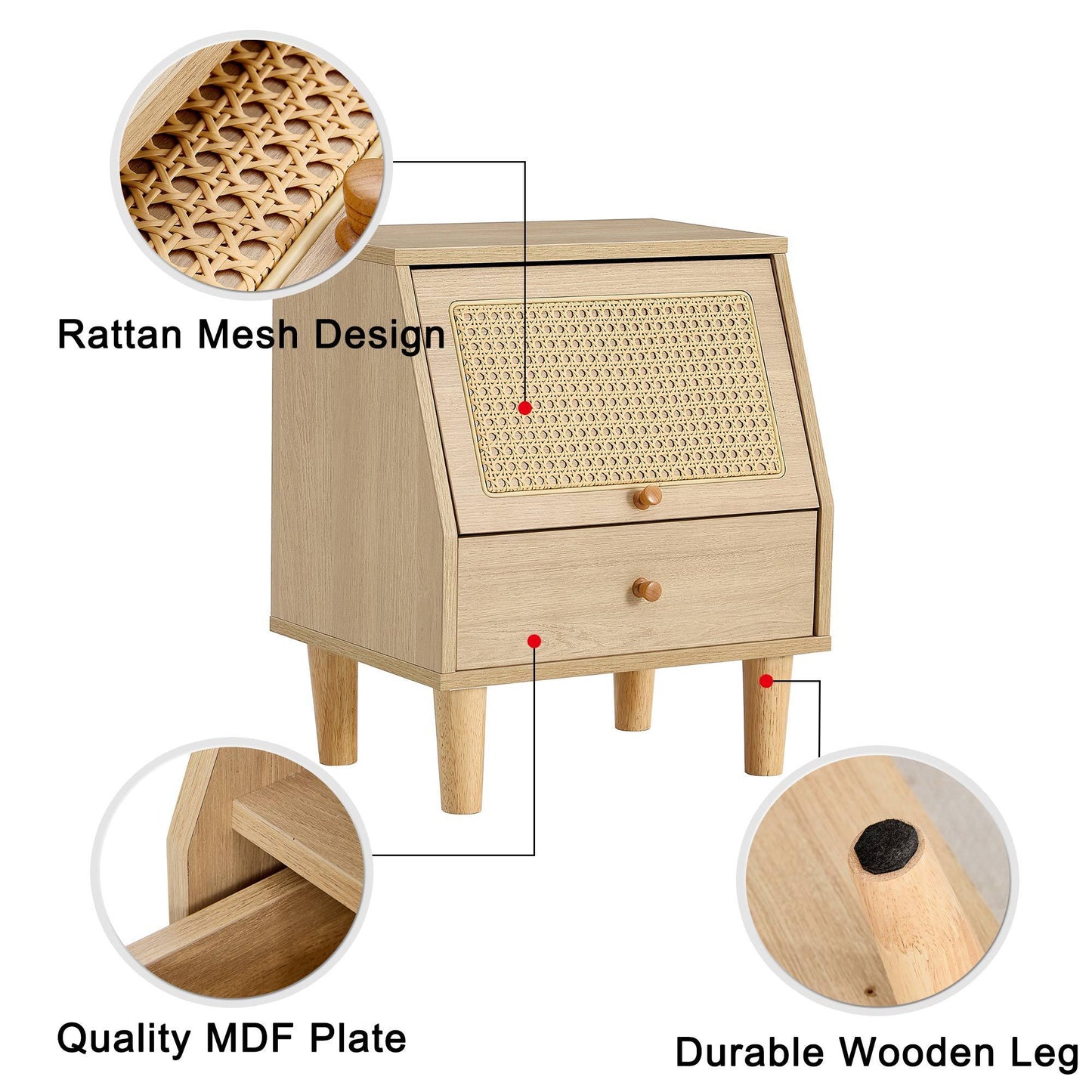 Modern simple storage cabinet bedside cabinet rattan bedside cabinet Small household furniture bedside table