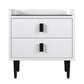 Nightstand with Wireless Charging Station,USB Charging and Adjustable LED Lights, Modern End Table with 2 Drawers for Bedroom,White